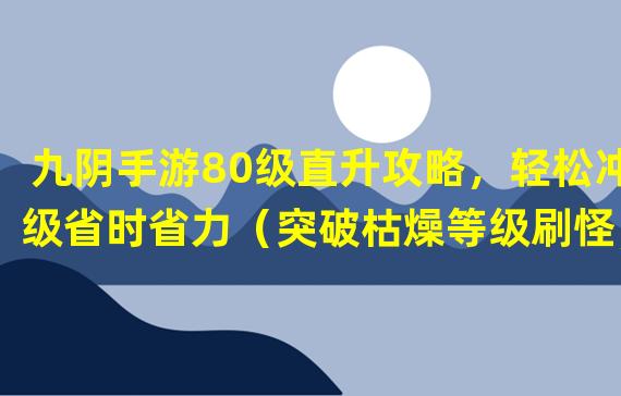 九阴手游80级直升攻略，轻松冲级省时省力（突破枯燥等级刷怪，九阴手游80级飞升全攻略）