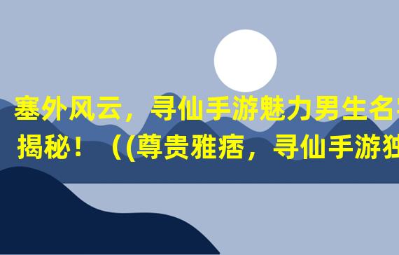 塞外风云，寻仙手游魅力男生名字揭秘！（(尊贵雅痞，寻仙手游独特男生名字盘点！）