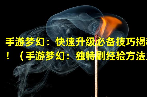 手游梦幻：快速升级必备技巧揭秘！（手游梦幻：独特刷经验方法大揭秘！）