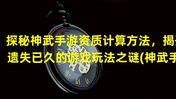 探秘神武手游资质计算方法，揭开遗失已久的游戏玩法之谜(神武手游资质计算方法揭秘，解锁隐藏的乐趣与挑战)