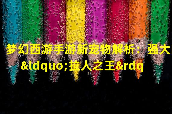 梦幻西游手游新宠物解析：强大的“拉人之王”是哪只？（闪耀登场！梦幻西游手游最新宠物实力大揭秘：专为拉人而生！）