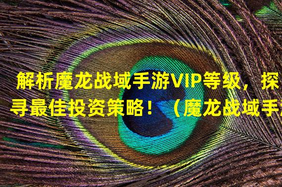 解析魔龙战域手游VIP等级，探寻最佳投资策略！（魔龙战域手游VIP价格大揭秘，你离顶级特权只差一步之遥！）