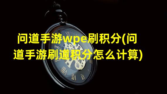 问道手游wpe刷积分(问道手游刷道积分怎么计算)